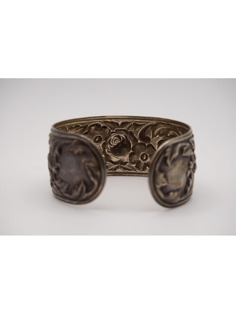 Silver floral cuff bracelet